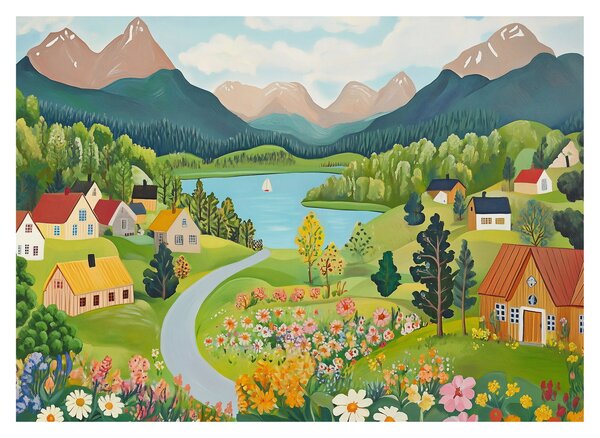 Kép - Falu a hegyekben (70x50 cm)