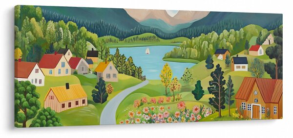 Kép - Falu a hegyekben (120x50 cm)