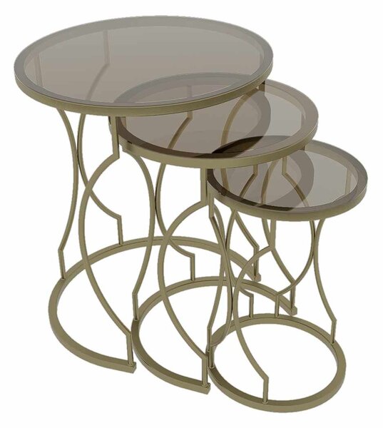 Hanah Home Fészekasztal (3 darabos) Antik Bronz Rüya - Antik