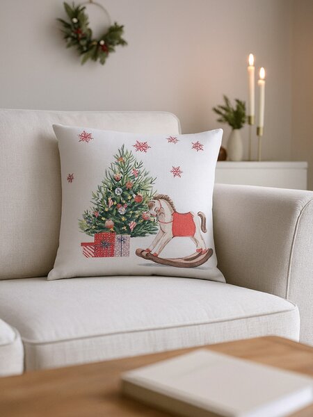 Sinsay - Karácsonyi díszpárna karácsonyfával és hintaló motívummal - többszínű