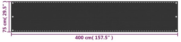 Balkon napellenző HDPE 75x400 cm Antracit