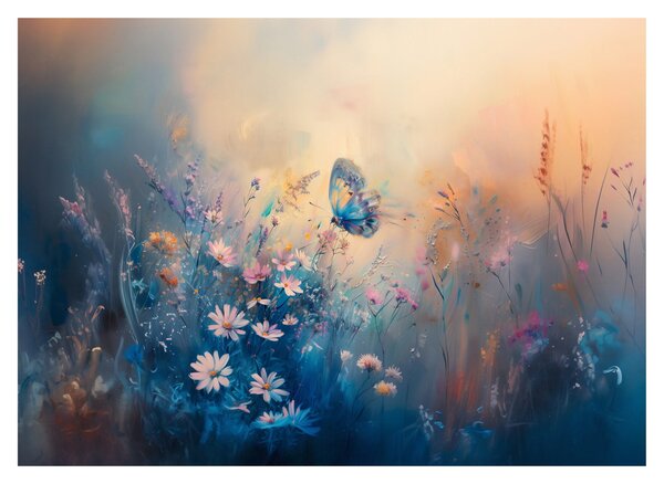 Üveg kép - Rét pillangóval (70x50 cm)