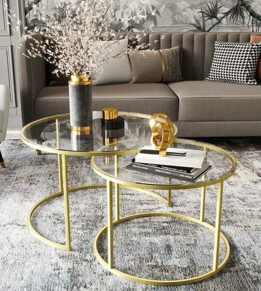Hanah Home Dohányzóasztal szett Gold Milas - Arany