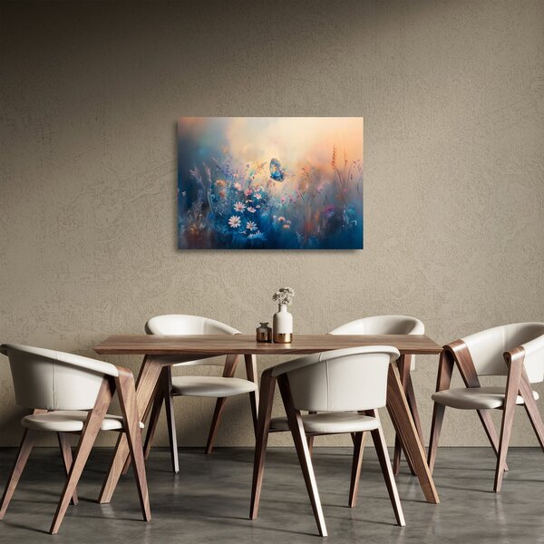 Üveg kép - Rét pillangóval (70x50 cm)