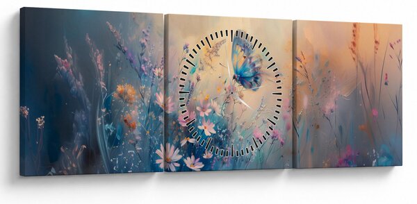 Kép - Rét pillangóval (órával) (90x30 cm)
