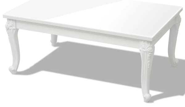 Fehér magasfényű 100x60x42 cm-es dohányzóasztal