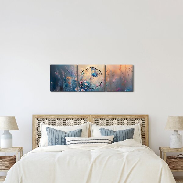 Kép - Rét pillangóval (órával) (90x30 cm)
