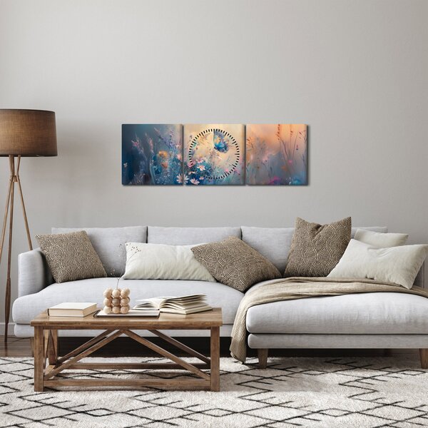 Kép - Rét pillangóval (órával) (90x30 cm)