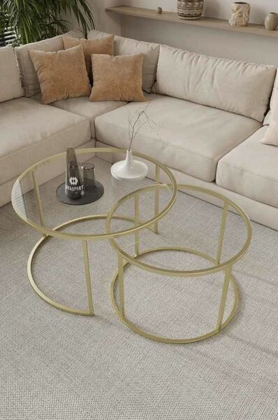 Hanah Home Dohányzóasztal szett Gold Milas - Arany