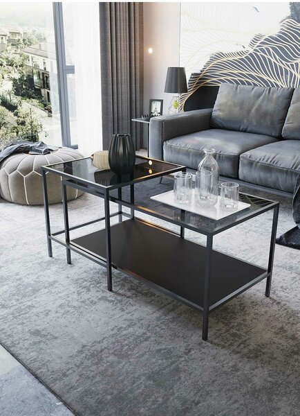 Hanah Home Dohányzóasztal szett Fekete Fume Perla - Fekete, Fume