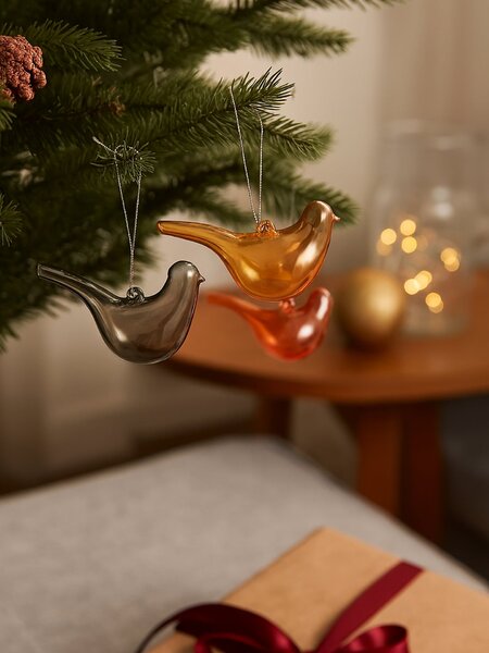 Sinsay - Üveg karácsonyi díszek madár formában 3 pack - többszínű