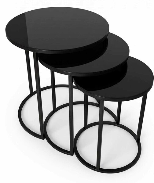 Hanah Home Fészekasztal (3 darabos) Black Milas 3 - Fekete