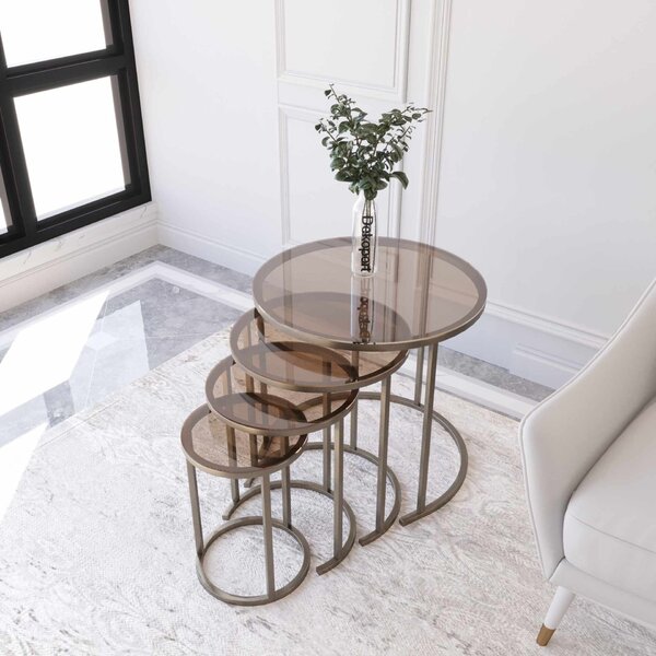 Hanah Home Fészekasztal szett (4 darabos) Milas 4 - Antik bronz