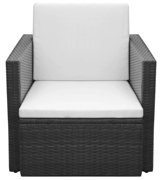 VidaXL fekete polyrattan kerti szék hát- és ülőpárnával