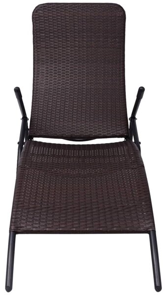 Barna összecsukható polyrattan napozóágy