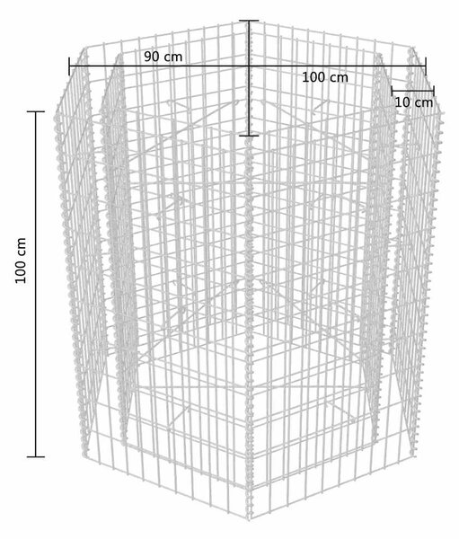 Hatszögletű gabion magaságyás 100 x 90 x 100 cm