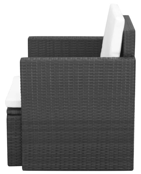 VidaXL fekete polyrattan kerti szék hát- és ülőpárnával