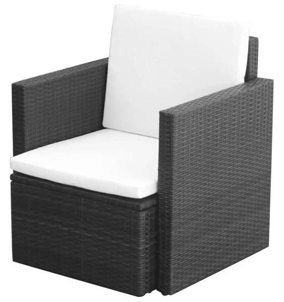 VidaXL fekete polyrattan kerti szék hát- és ülőpárnával