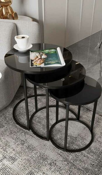 Hanah Home Fészekasztal (3 darabos) Black Milas 3 - Fekete