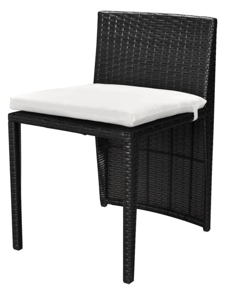 3 darabos fekete polyrattan bisztrószett párnákkal
