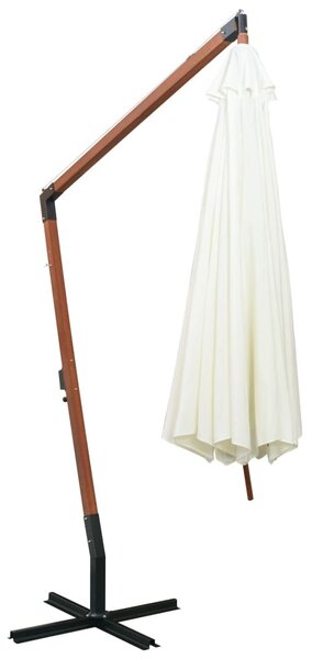 Fehér lógó napernyő fa rúddal 350 cm