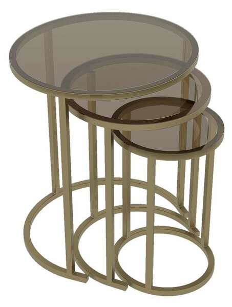 Hanah Home Egymásba tolható asztal szett (3 részes) Antique Bronze Milas 3 - Antik, Bronz