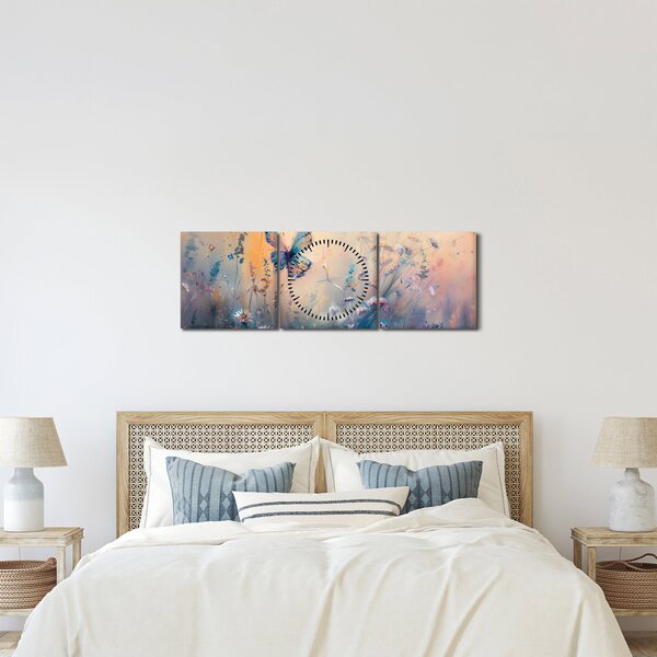 Kép - Rét pillangóval II (órával) (90x30 cm)