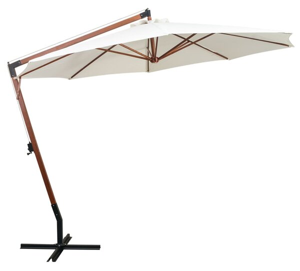 Fehér lógó napernyő fa rúddal 350 cm