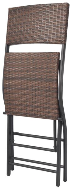 7-részes barna kerti polyrattan/acél összecsukható étkezőszett