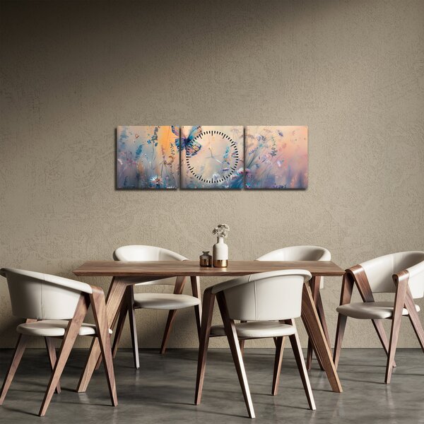 Kép - Rét pillangóval II (órával) (90x30 cm)