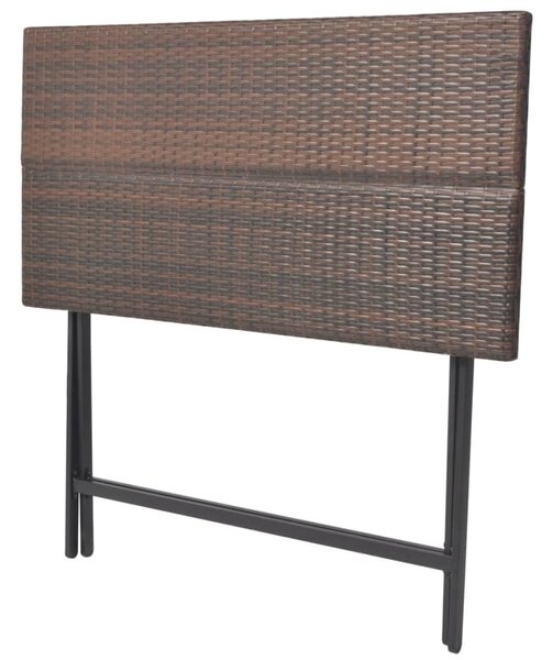 7-részes barna kerti polyrattan/acél összecsukható étkezőszett