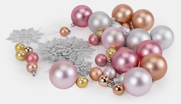 Sinsay - Karácsonyi díszítő készlet – 50 darabos gömbök és hópehely - többszínű