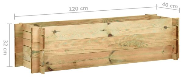 Impregnált fenyőfa emelt kerti zöldségágyás 120 cm