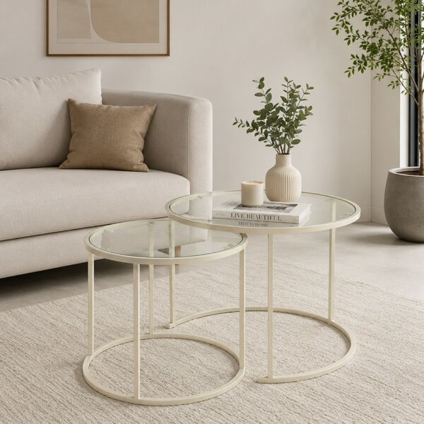 Hanah Home Coffee Table Set Beige Beige-Trs-60-42-Nrd-Srk