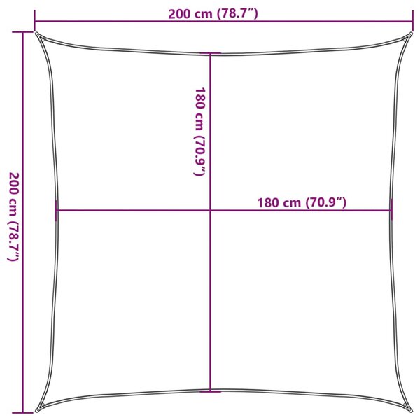Négyzet alakú HDPE napvitorla 2 x 2 m bézs