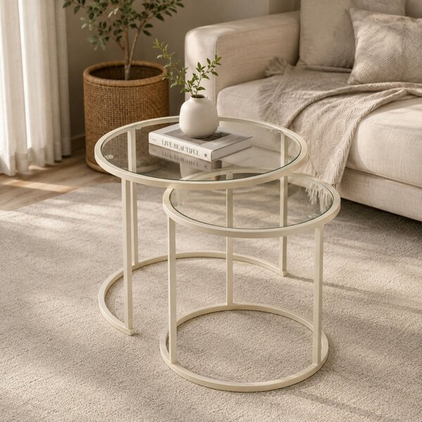 Hanah Home Coffee Table Set Beige Beige-Trs-60-42-Nrd-Srk