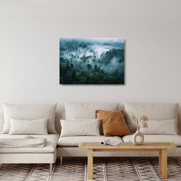 Üveg kép - Erdő ködben (70x50 cm)