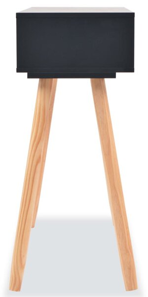 Fekete, tömör fenyőfa tálalóasztal 80 x 30 x 72 cm