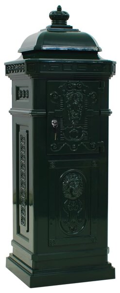 Zöld, vintage, rozsdamentes alumínium álló postaláda
