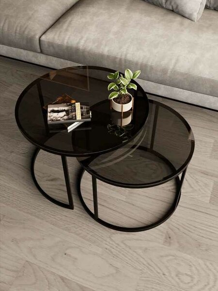 Hanah Home Dohányzóasztal szett Black Milas 60 - Fekete