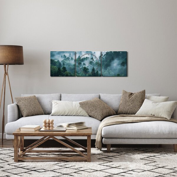 Kép - Erdő ködben (órával) (90x30 cm)