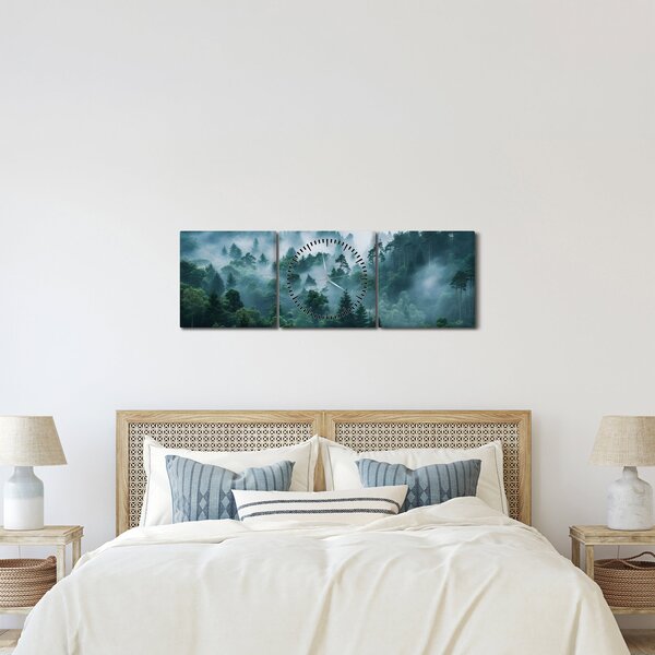 Kép - Erdő ködben (órával) (90x30 cm)