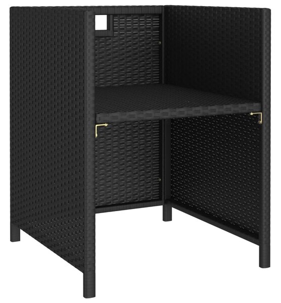 6-részes fekete polyrattan kültéri étkezőszett párnákkal
