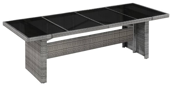 Polyrattan és üveg kerti asztal 240 x 90 x 74 cm