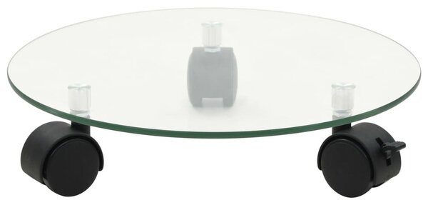 2 db kerek görgős virágalátét edzett üvegből, 28 cm átmérőjű