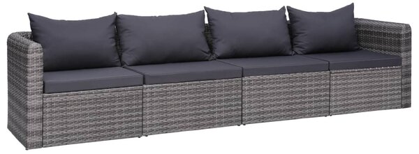 4-részes szürke polyrattan kerti ülőgarnitúra párnákkal