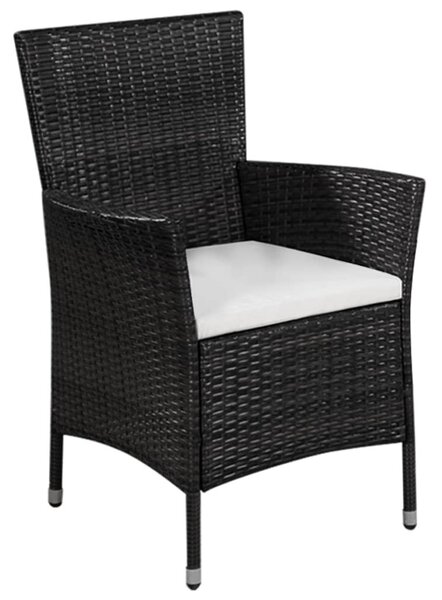 VidaXL 3 darabos fekete polyrattan bisztrószett