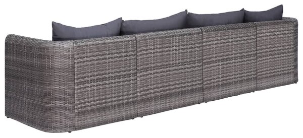 4-részes szürke polyrattan kerti ülőgarnitúra párnákkal