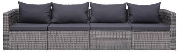 4-részes szürke polyrattan kerti ülőgarnitúra párnákkal