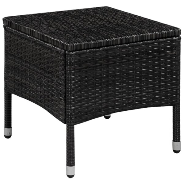 VidaXL 3 darabos fekete polyrattan bisztrószett